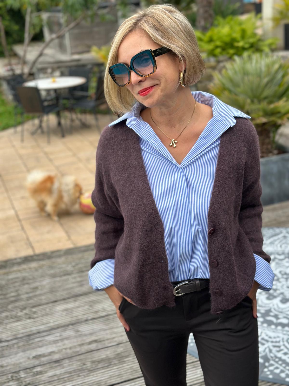 Kuschel Strickjacke "GIULIA" in DARK FLIEDER