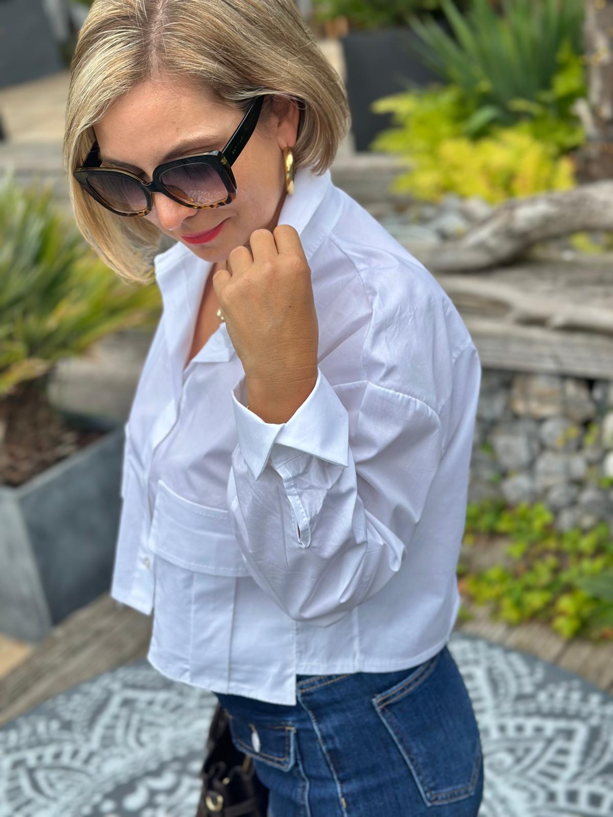 Cropped Bluse "MIRA" in Weiss