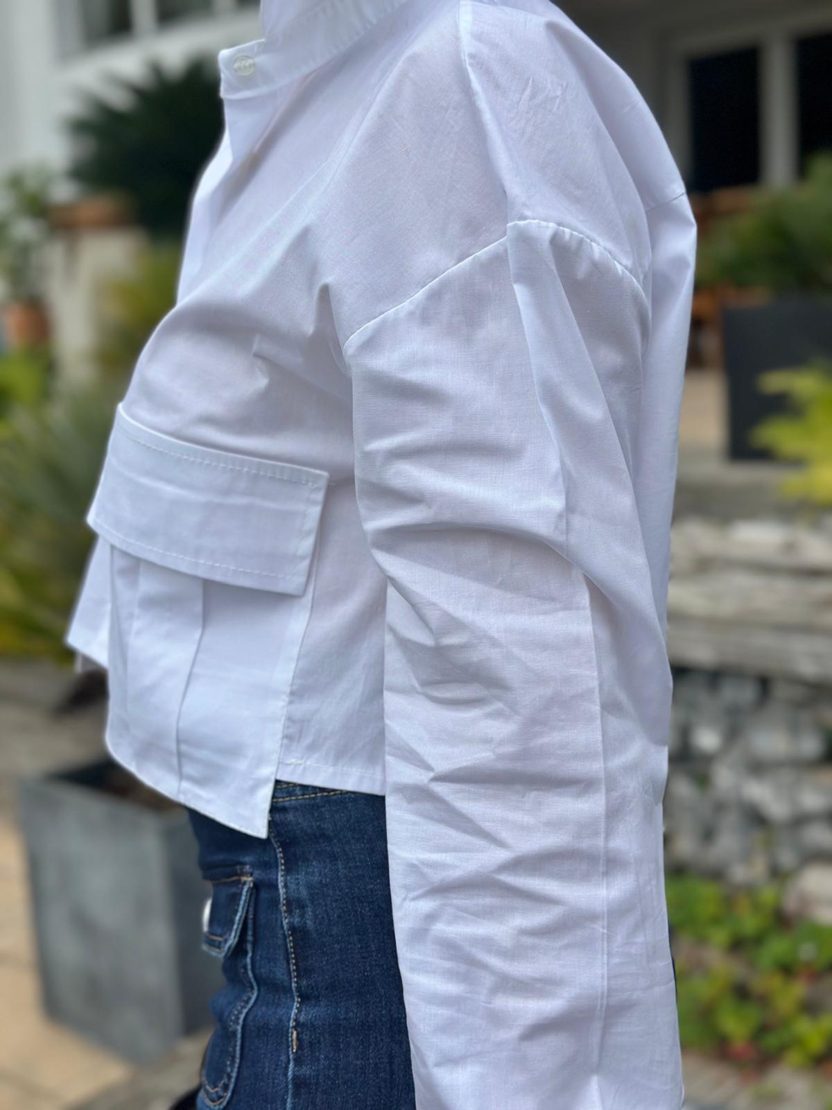 Cropped Bluse "MIRA" in Weiss