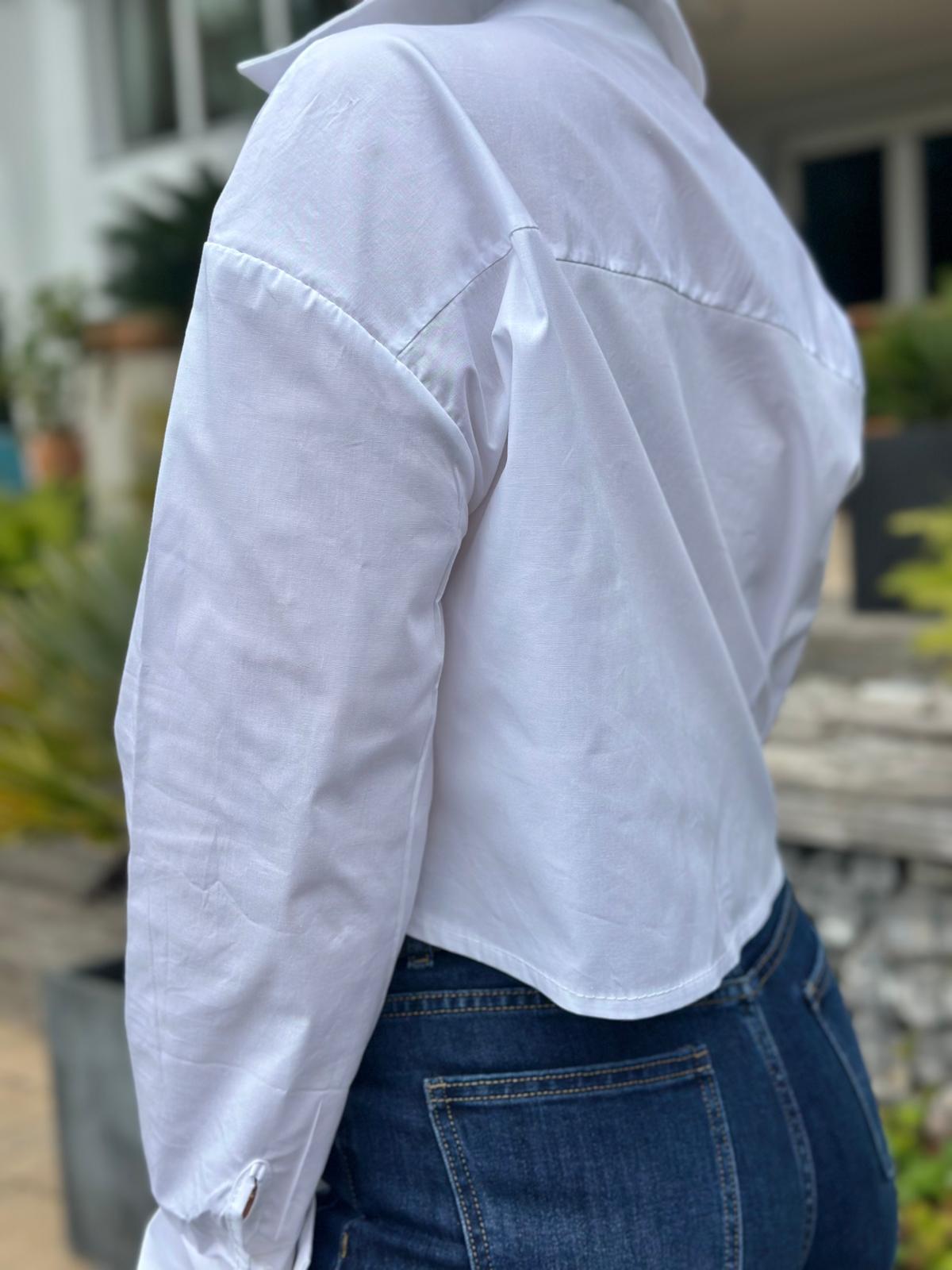 Cropped Bluse "MIRA" in Weiss