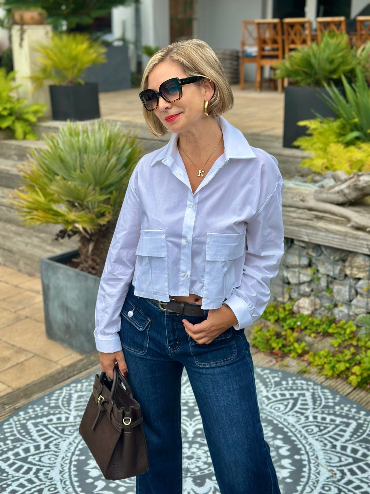 Cropped Bluse "MIRA" in Weiss