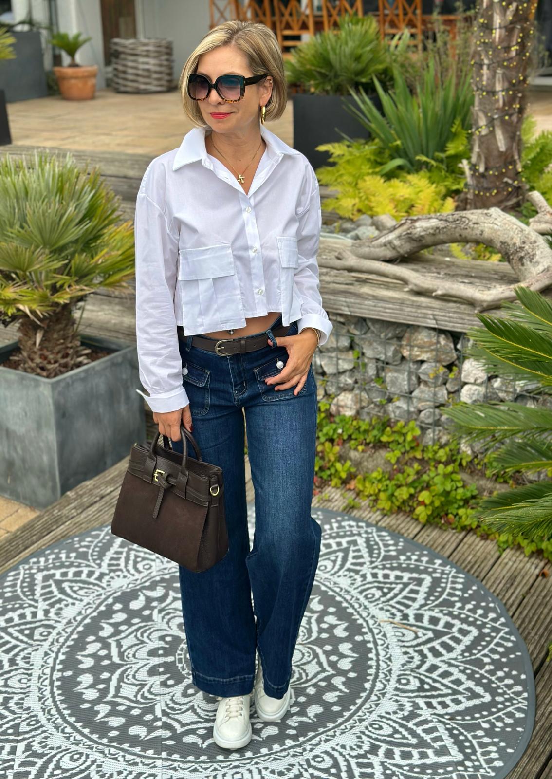 Cropped Bluse "MIRA" in Weiss