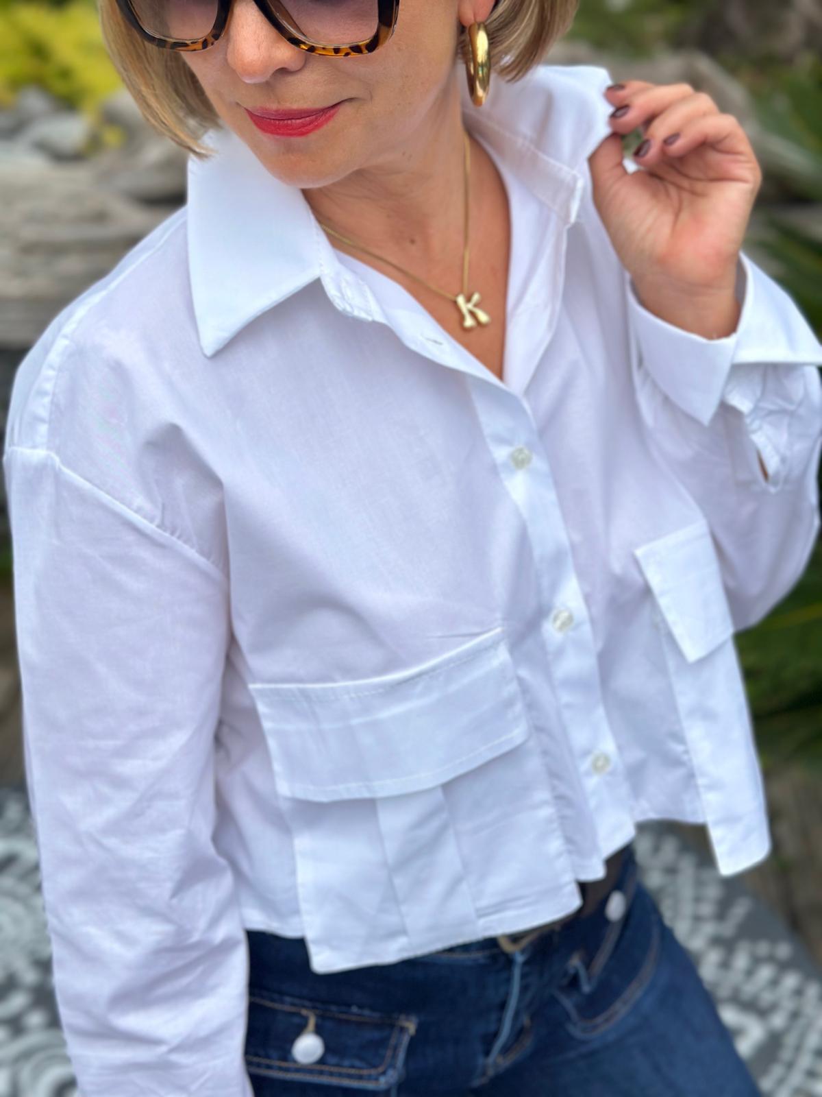 Cropped Bluse "MIRA" in Weiss