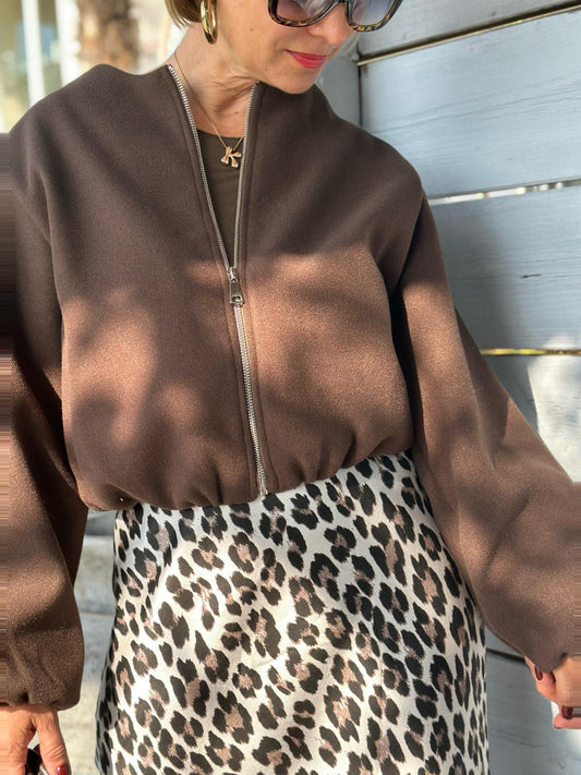 Leichte Bomberjacke in Chocolate
