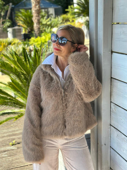 Super-Kuschel Jacke in Beige