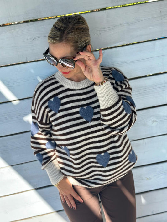 Süßer Onesize Streifenpullover mit HERZI