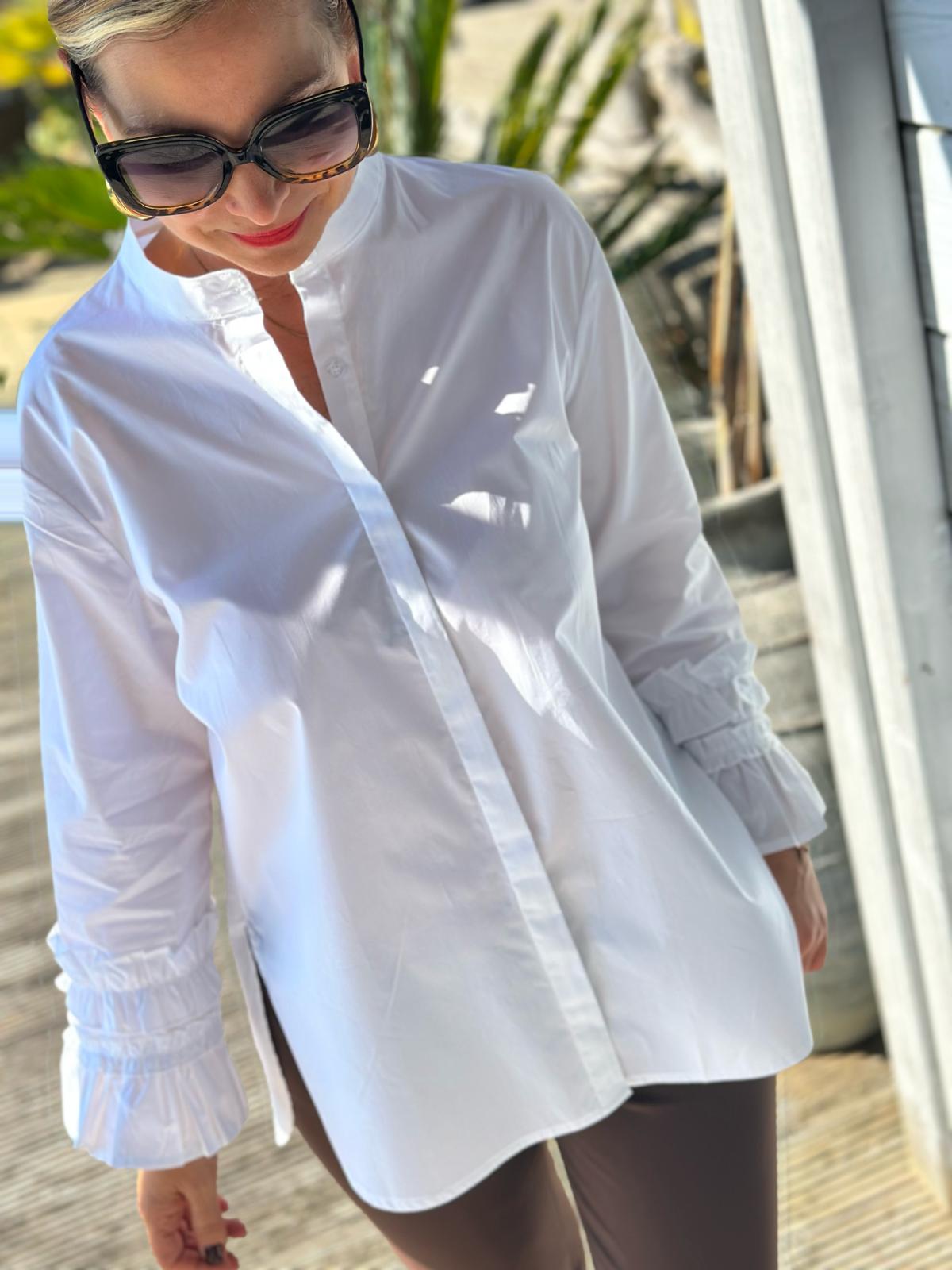 Weiße Highlight Bluse mit kleinem Kragen