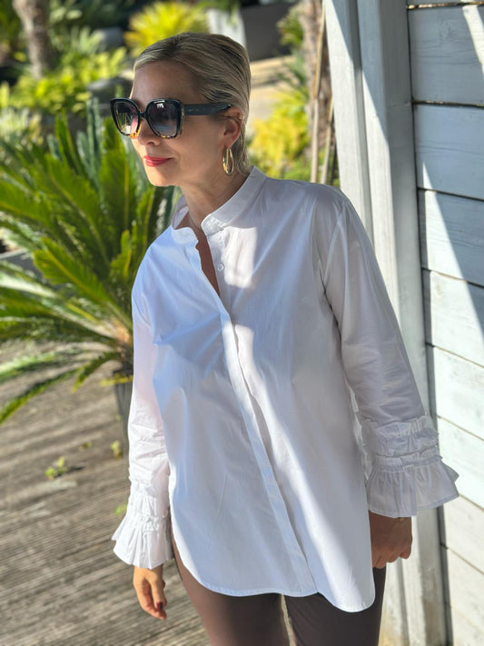 Weiße Highlight Bluse mit kleinem Kragen