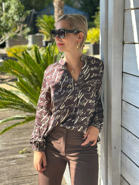 Stylische Onesize Bluse Chocolate