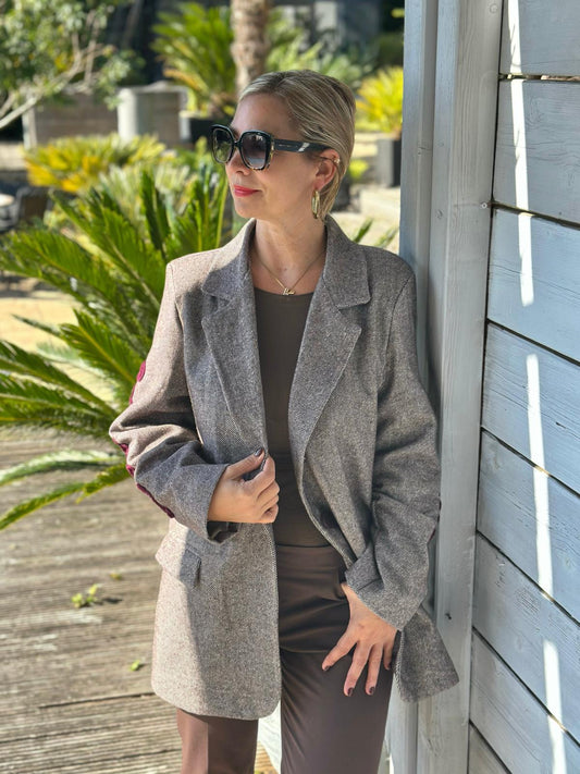 Stylische Onesize Blazer "COMME CI, COMME CA" in Dark-Taupé