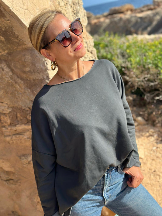 Süßes Herbst Sweatshirt in Schwarz