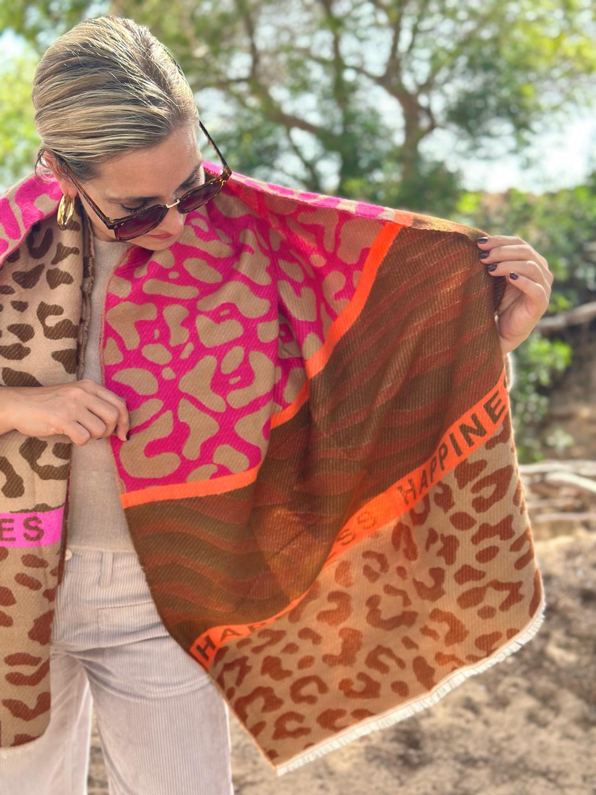 Großer LEO Herbstschal "WILD VIBES" in Braun