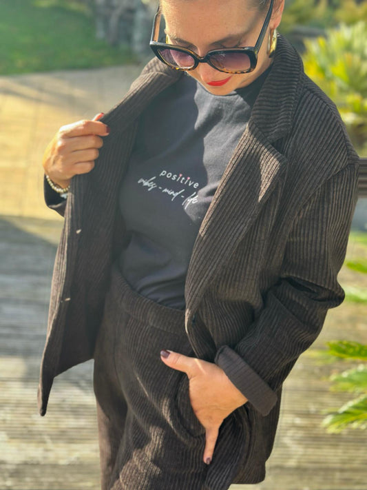 Stylischer Cord Blazer in Chocolate