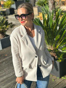 Stylischer Cord Blazer in Cremé