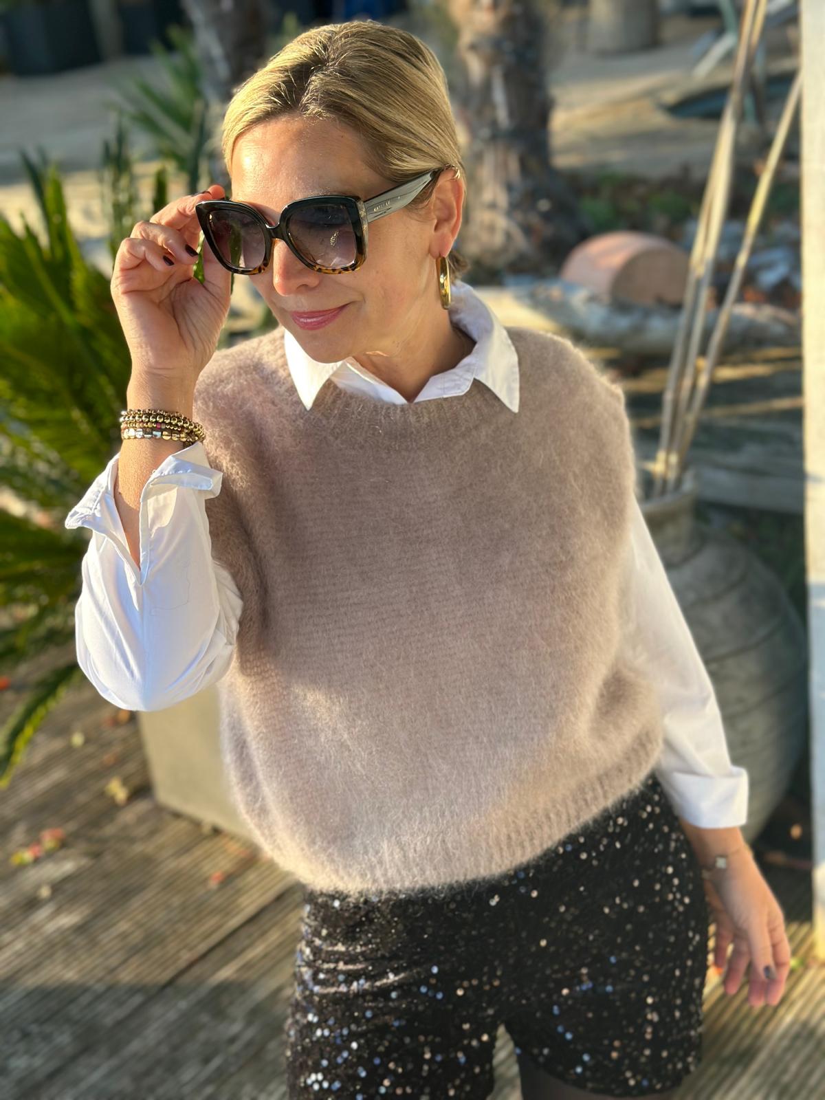 Schicker Mohair Pullunder in Taupé