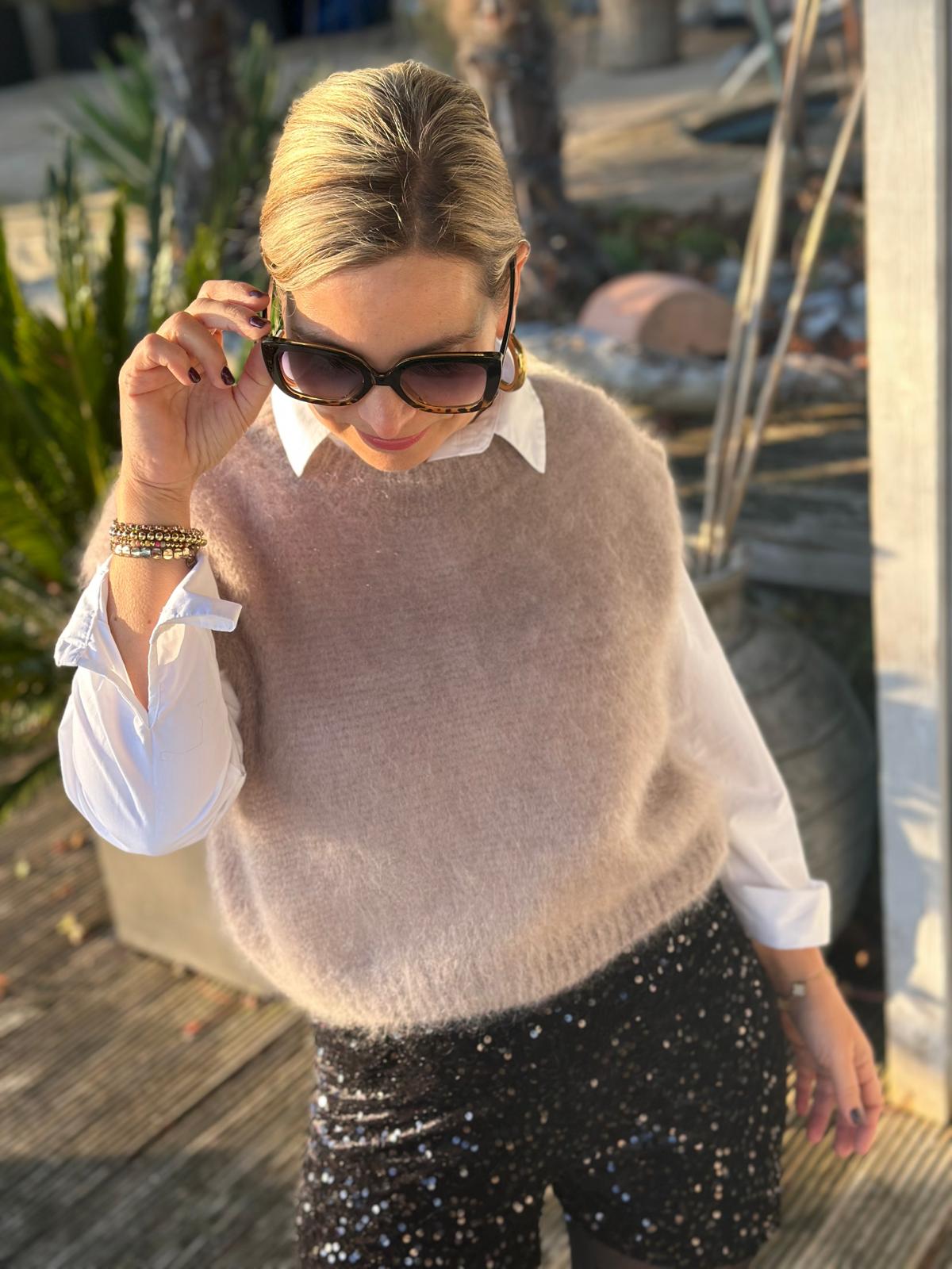 Schicker Mohair Pullunder in Taupé