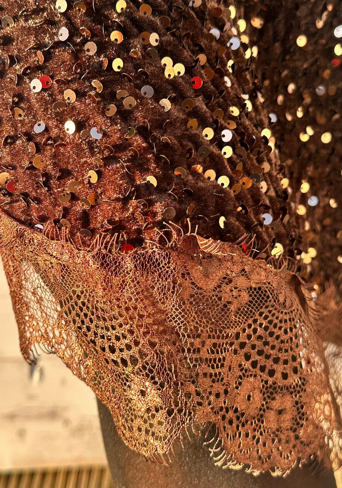 Langer Glitzer-Rock in GLOSSY CHOCOLATE