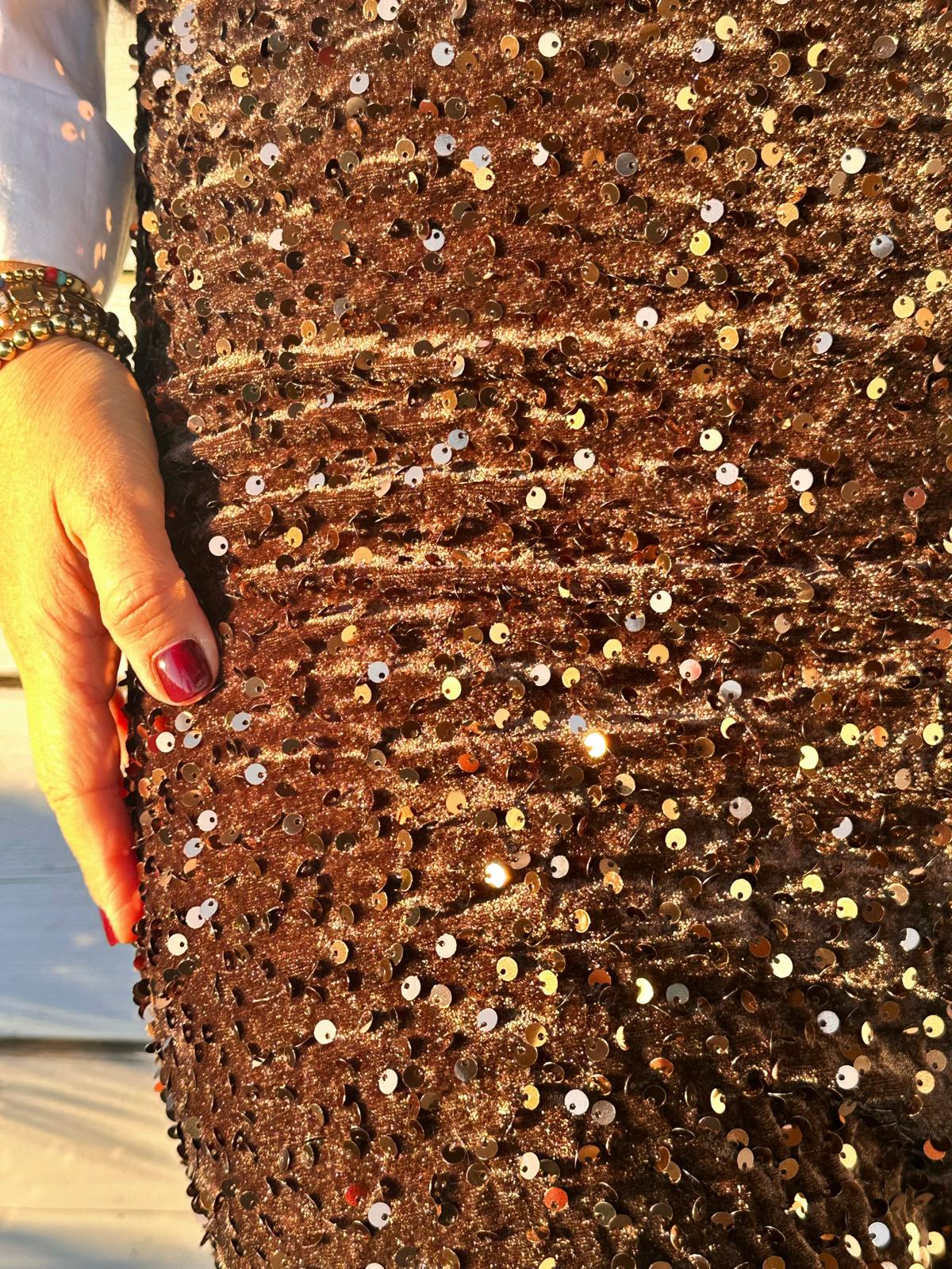 Langer Glitzer-Rock in GLOSSY CHOCOLATE