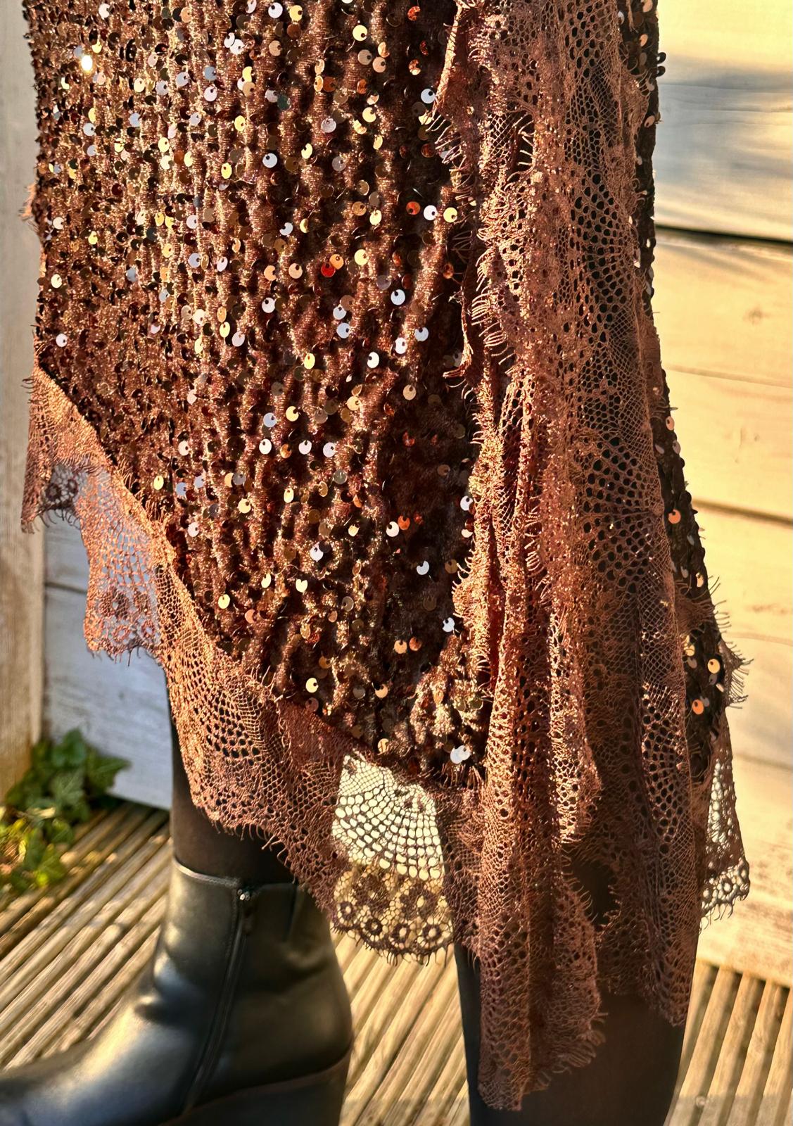 Langer Glitzer-Rock in GLOSSY CHOCOLATE