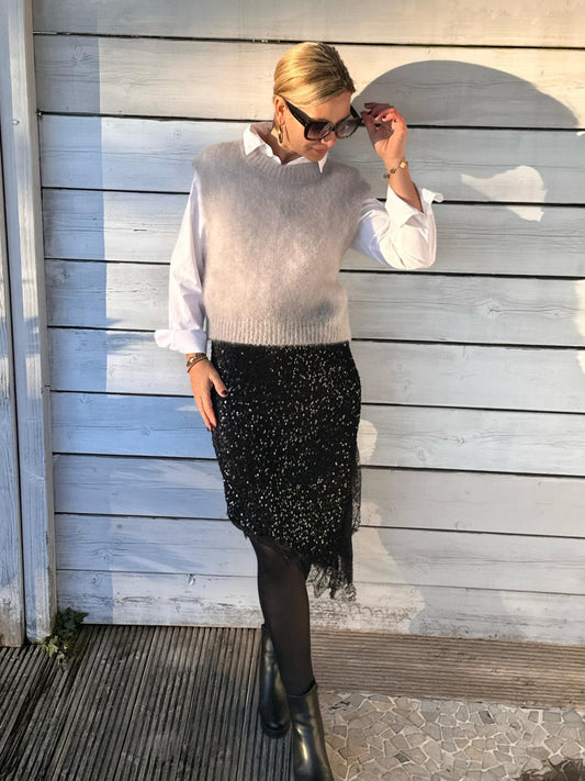 Langer Glitzer-Rock in GLOSSY BLACK