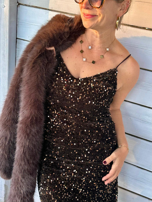 Süßes Pailletten Top in CHOCOLATE