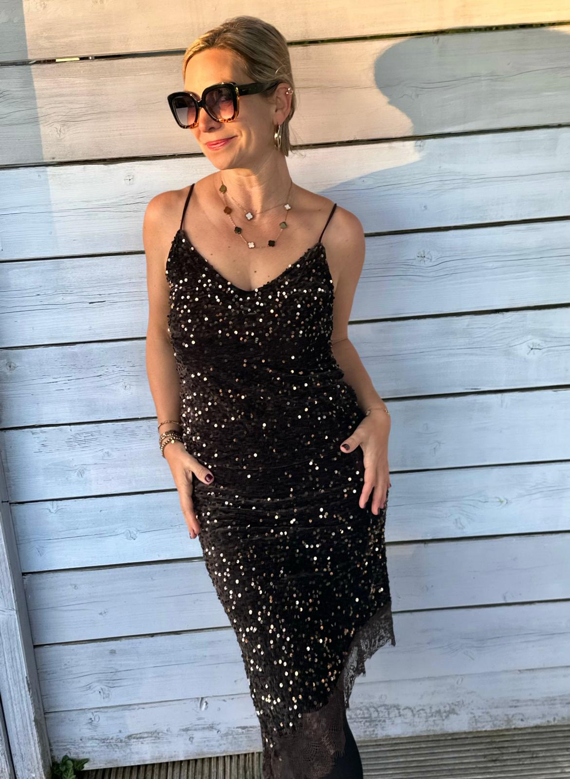 Süßes Pailletten Top in CHOCOLATE