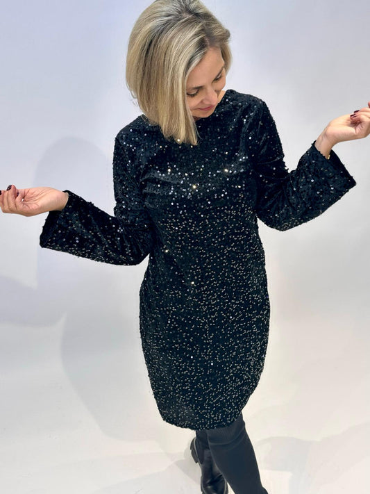 Zuckersüßes Paillettenkleid in GLOSSY BLACK