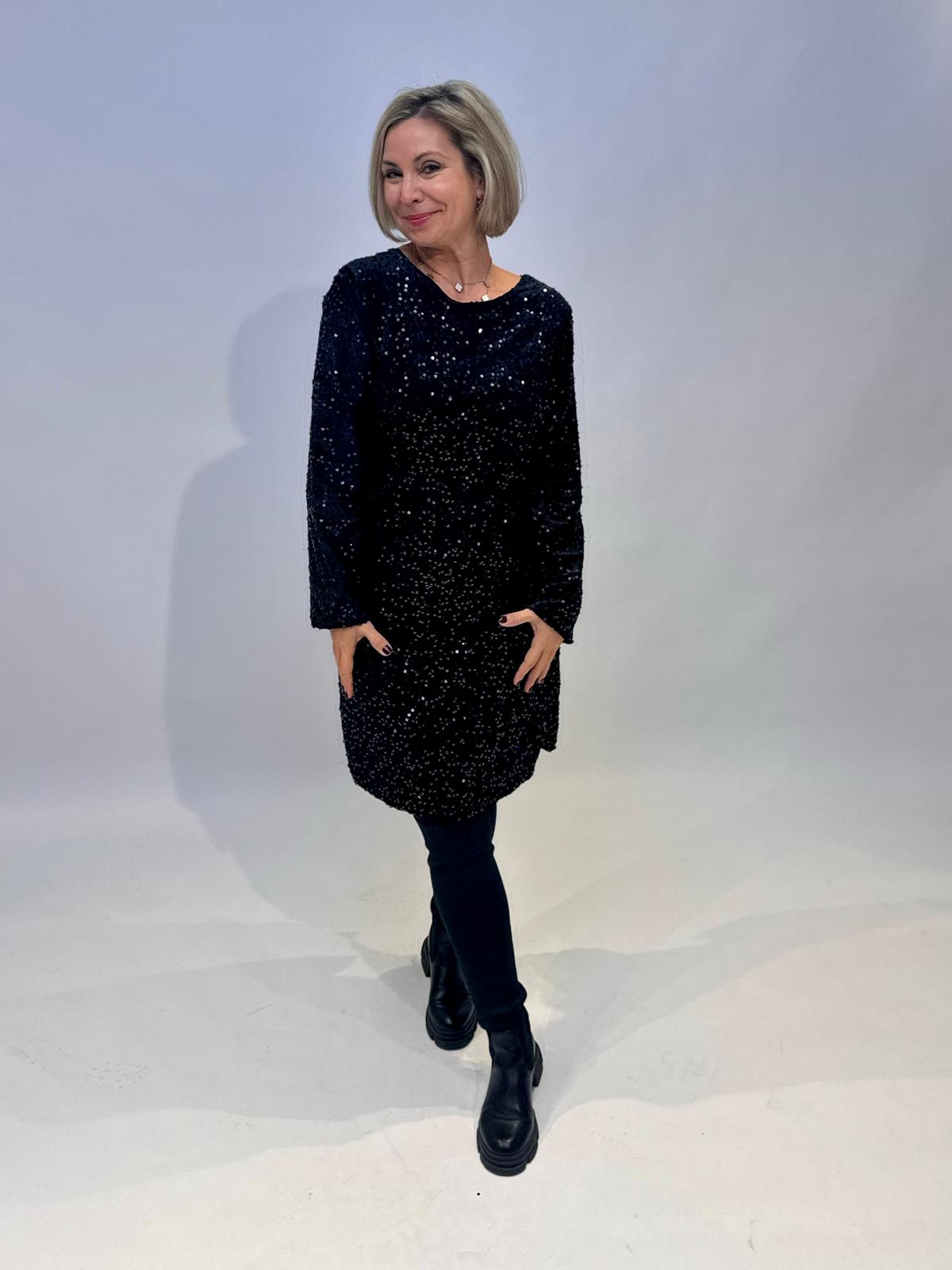 Zuckersüßes Paillettenkleid in GLOSSY BLACK