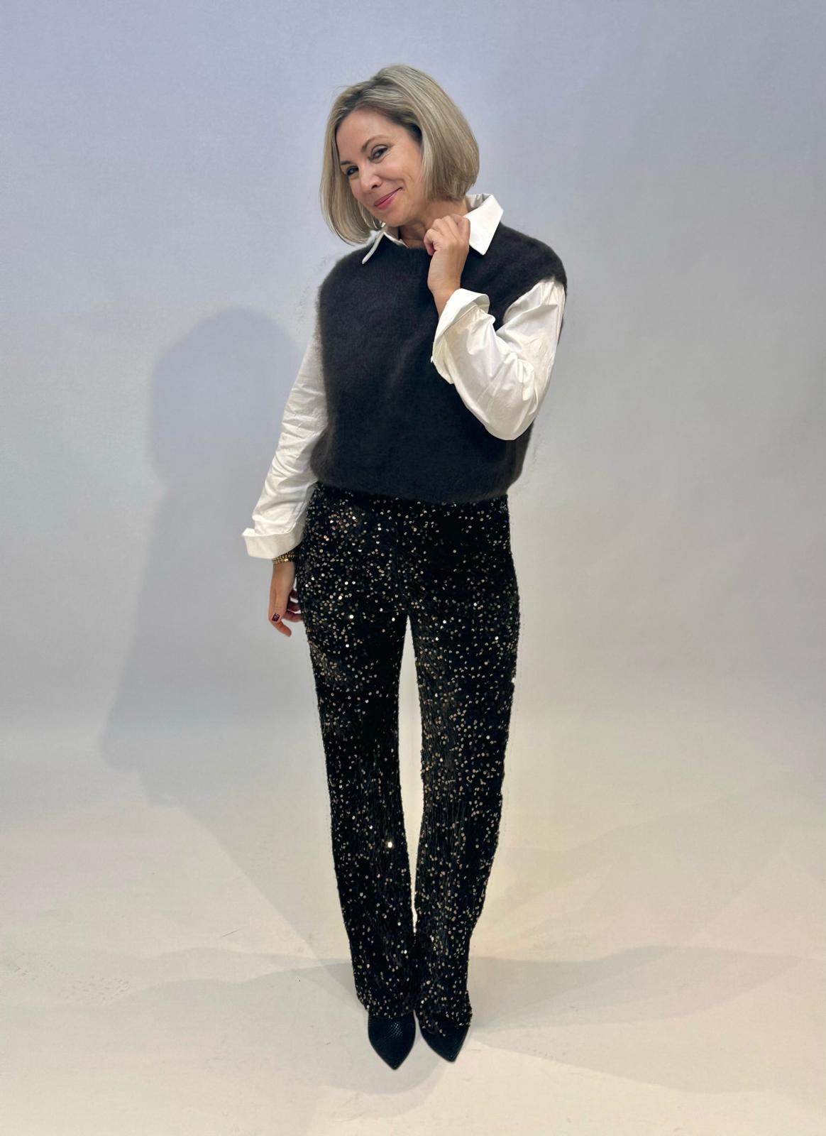 Wunderschöne GLOSSY Pailletten-Bomberjacke in Schwarz