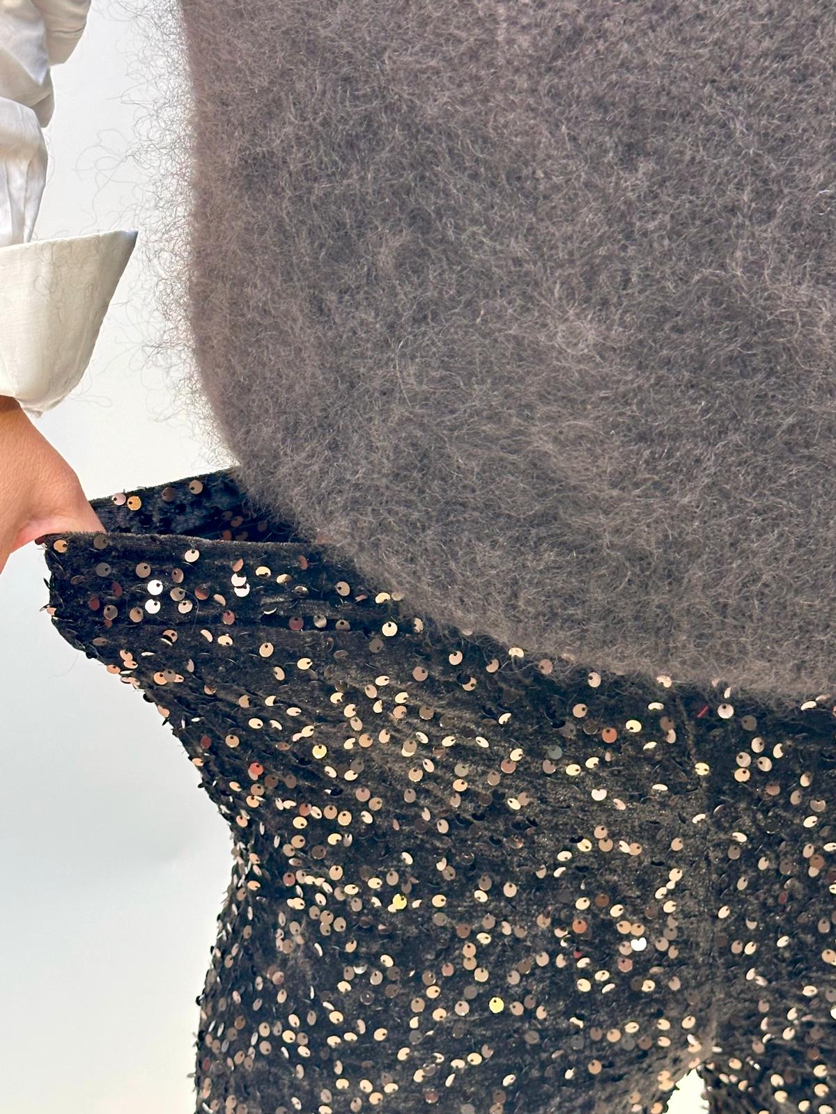 Stylische GLOSSY Paillettenhose in Chocolate