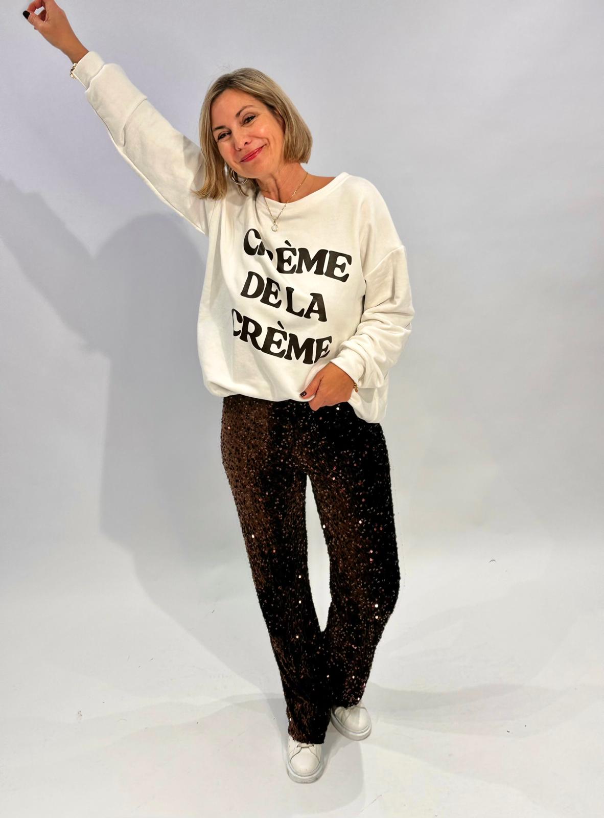 Stylische GLOSSY Paillettenhose in Toffefee