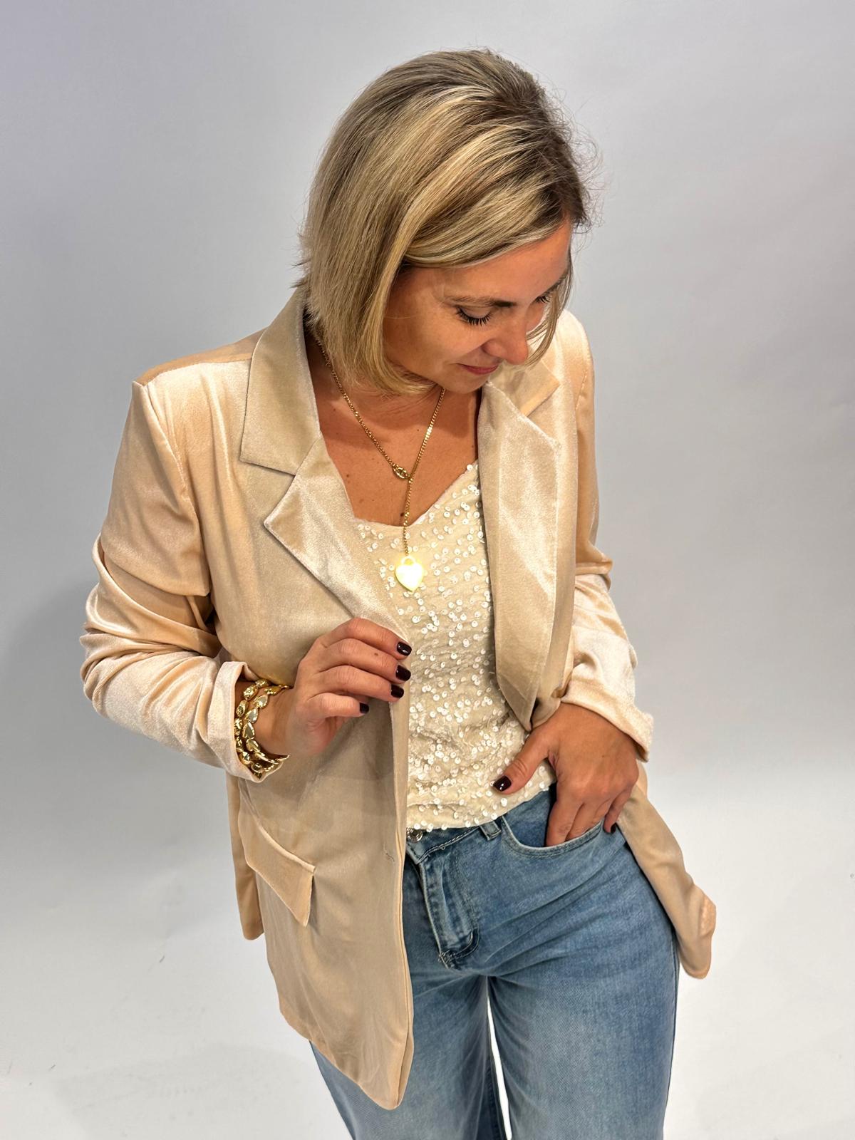 Stylischer Samt Blazer in Beige