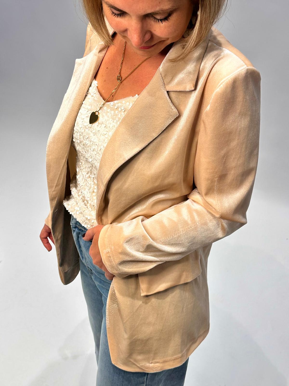 Stylischer Samt Blazer in Beige
