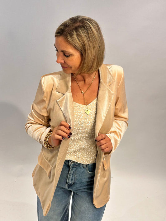 Stylischer Samt Blazer in Beige