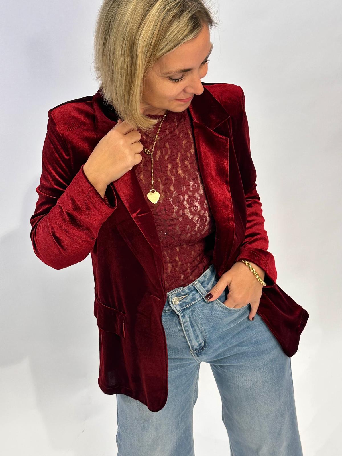 Stylischer Samt Blazer in Bordeaux