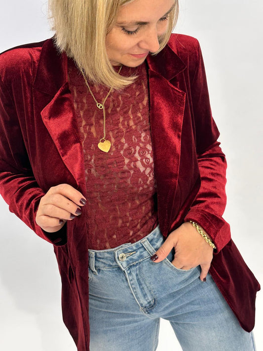 Stylischer Samt Blazer in Bordeaux