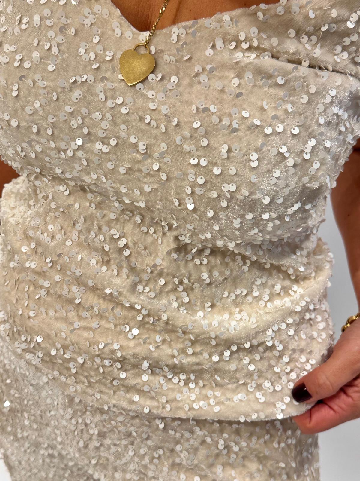 Süßes Pailletten Top in Cremé