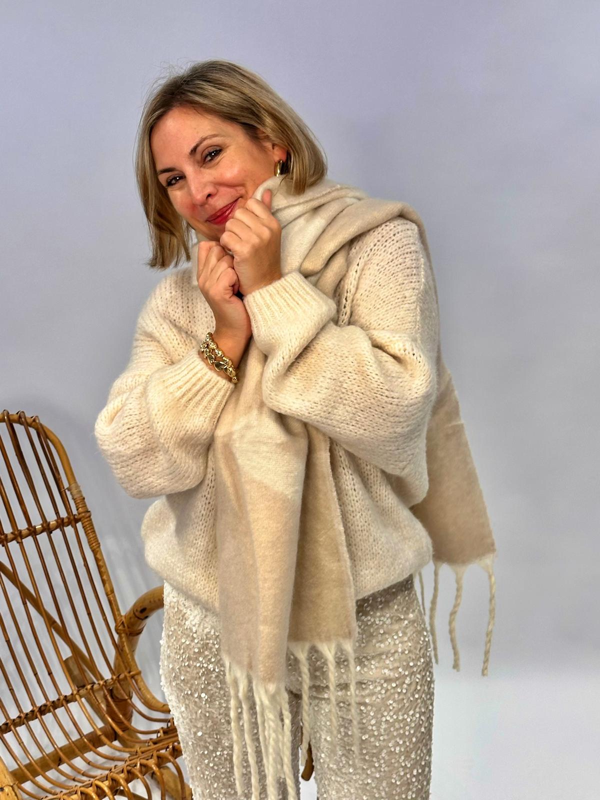 Stylische GLOSSY Paillettenhose in Cremé