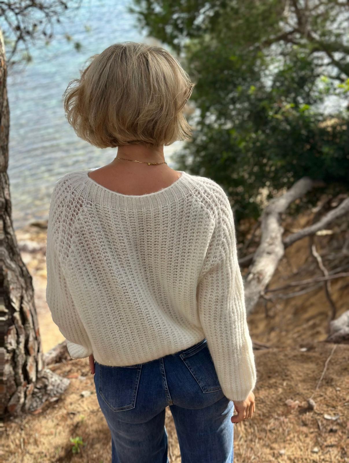 Leichter Baby Alpaca Strickpullover in Cremé