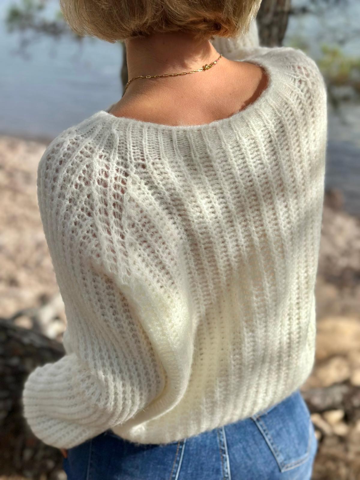 Leichter Baby Alpaca Strickpullover in Cremé