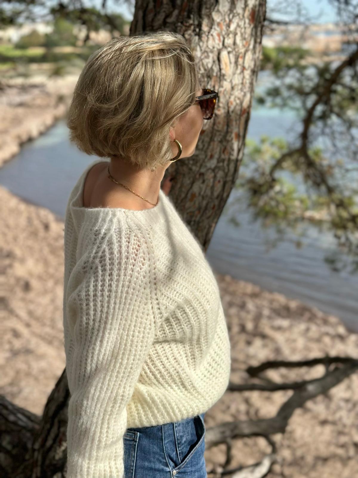 Leichter Baby Alpaca Strickpullover in Cremé