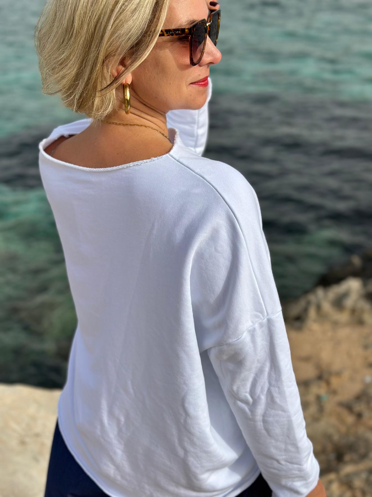 Süßes Frühlings Sweatshirt in Weiss