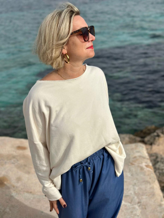 Süßes Frühlings Sweatshirt in Cremé