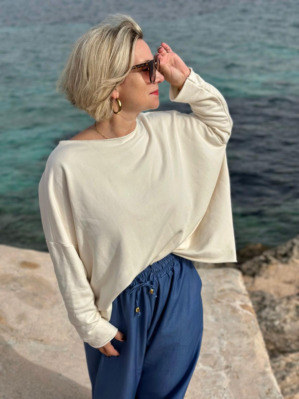 Süßes Frühlings Sweatshirt in Cremé