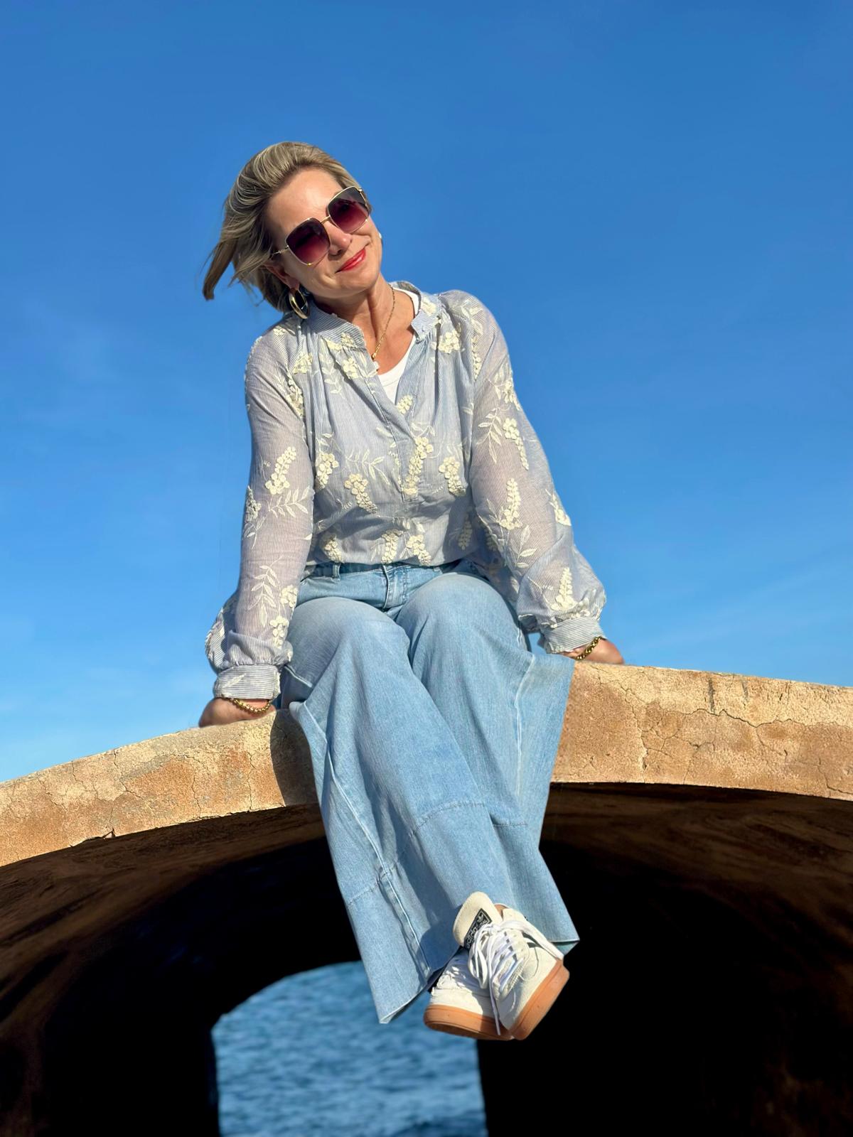 Zeitlose Wideleg Denim in Light Blue