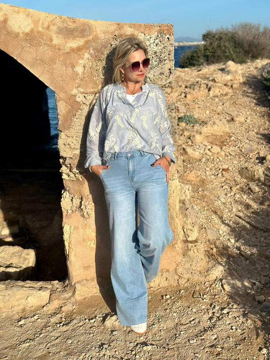 Zeitlose Wideleg Denim in Light Blue