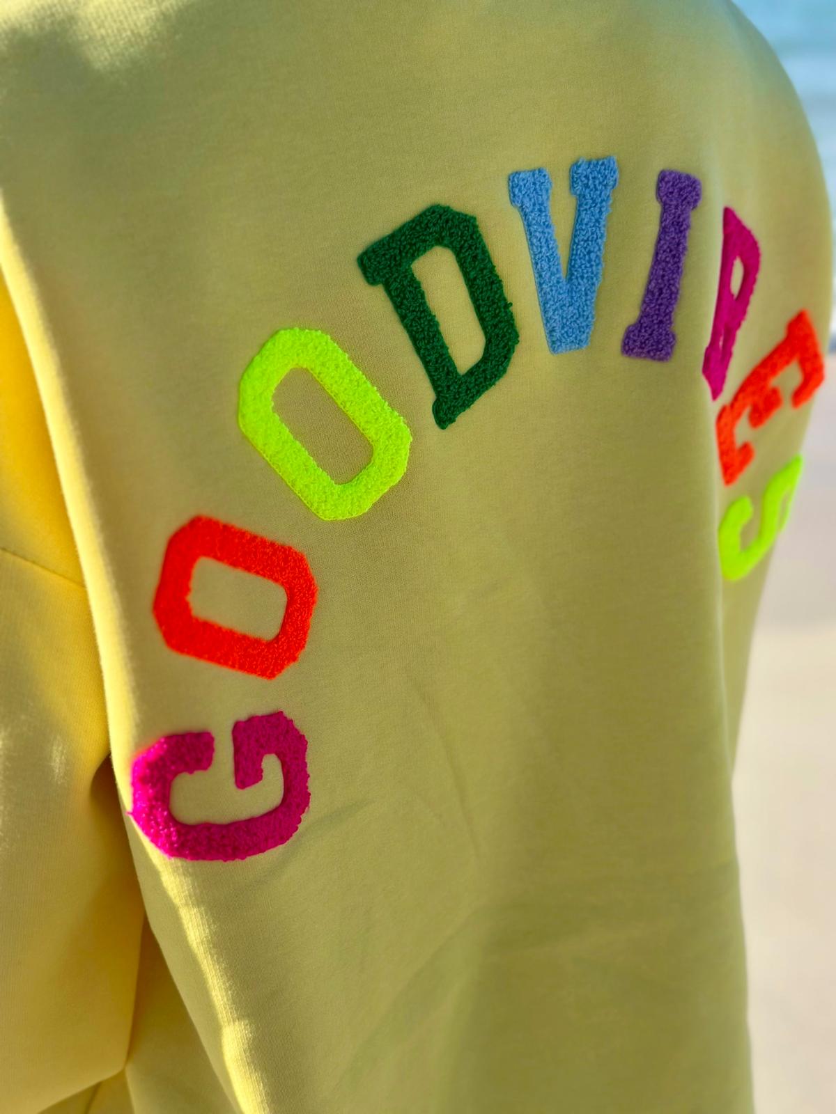 GOOD VIBES Statement Sweatshirt in Lemon Yellow