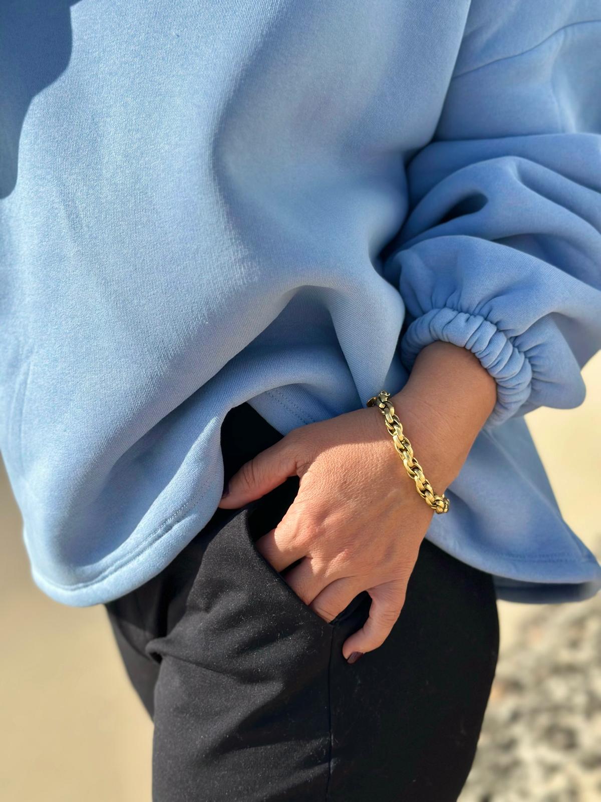 GOOD VIBES Statement Sweatshirt in OZEAN BLAU