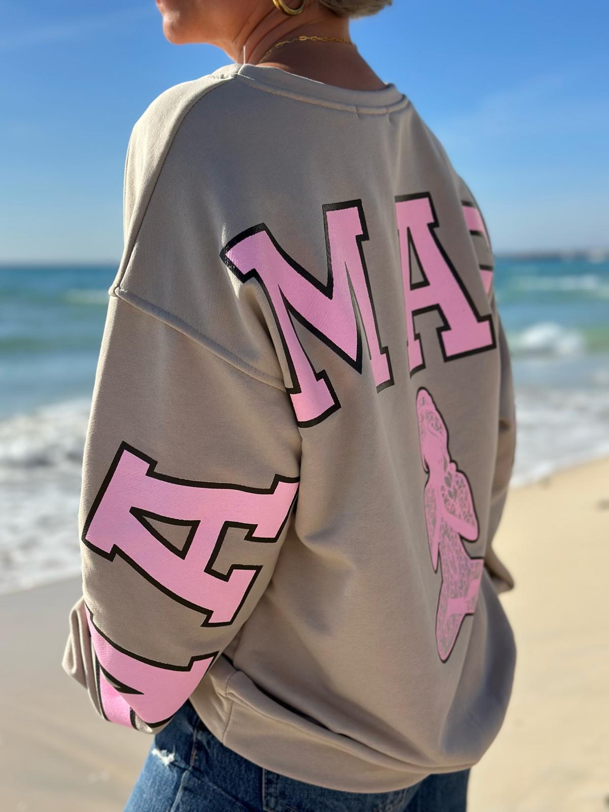 NAMASTE Statement Sweatshirt – Soft Taupe