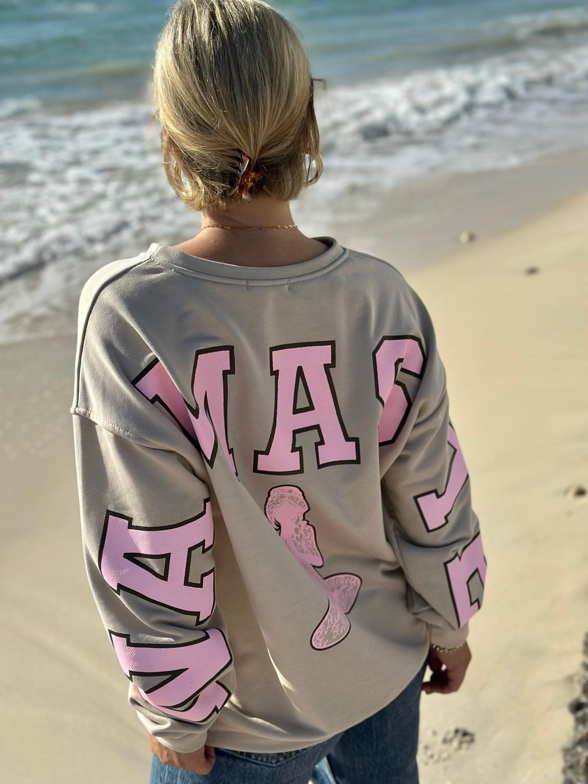NAMASTE Statement Sweatshirt – Soft Taupe